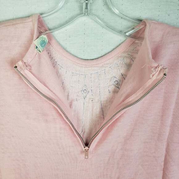 Vintage Union Label 60s 70s Knit Blouse Top Beaded Pastel Pink Half Sleeve M/L - Picture 10 of 11